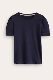 Boden Dark Blue Cotton Puff Sleeve T-Shirt - Image 5 of 5