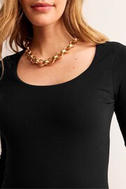 Boden Black Double Layer Scoop Neck Long Sleeve T-Shirt - Image 4 of 5