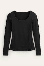 Boden Black Double Layer Scoop Neck Long Sleeve T-Shirt - Image 5 of 5