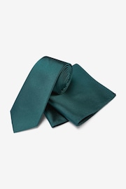 Forest Green Slim Silk Tie And Pocket Square Set - Image 3 of 7