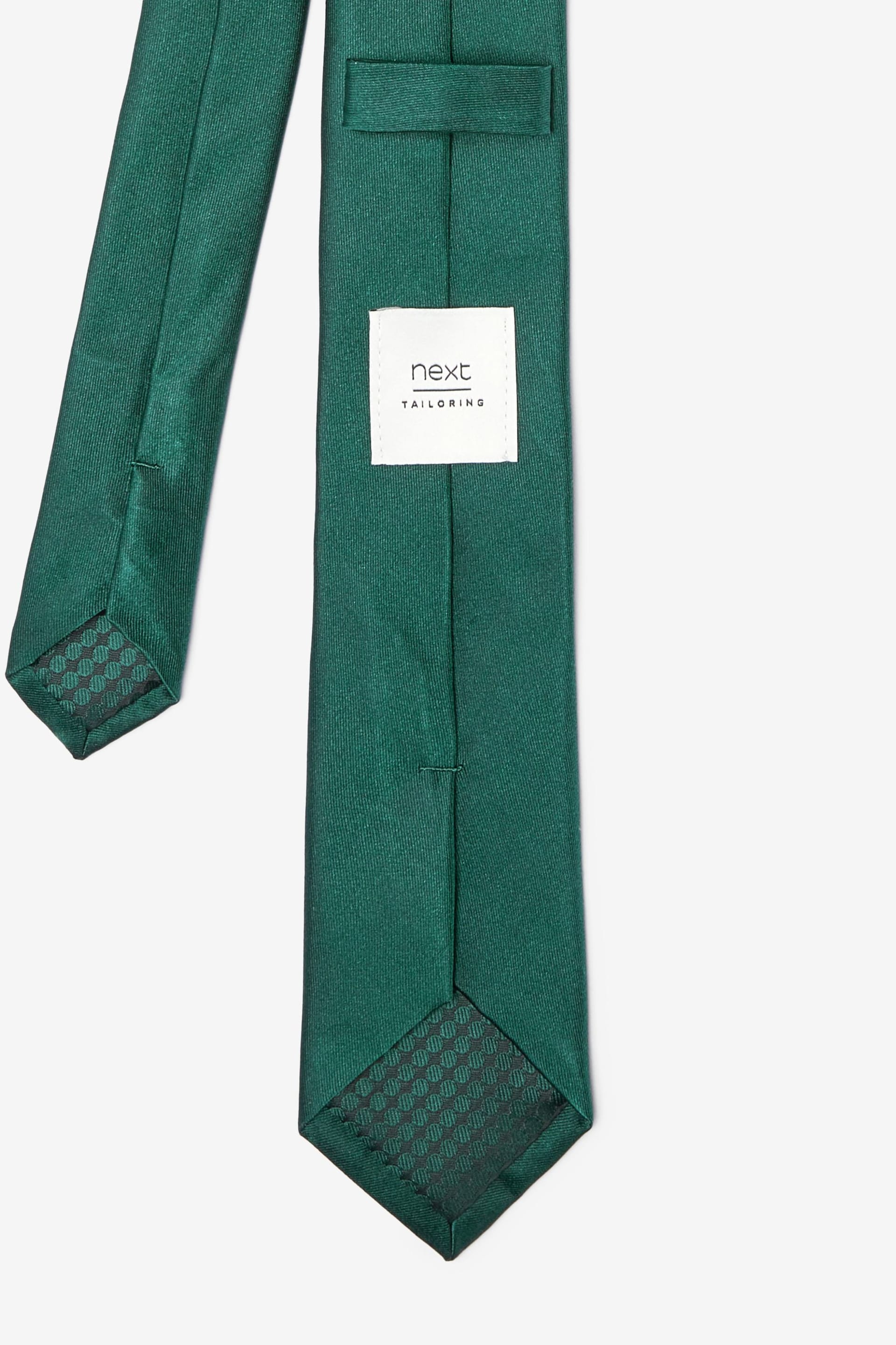 Forest Green Slim Silk Tie And Pocket Square Set - Image 5 of 7