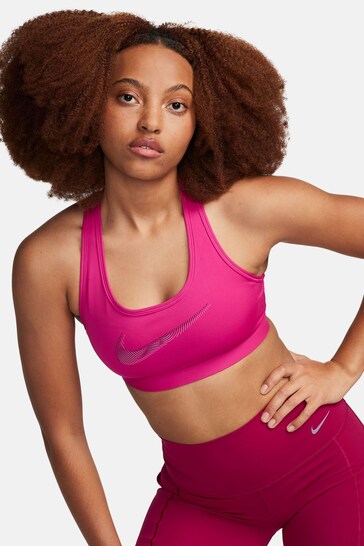 Nike Fushsia Pink Medium Swoosh Support Sports Bra