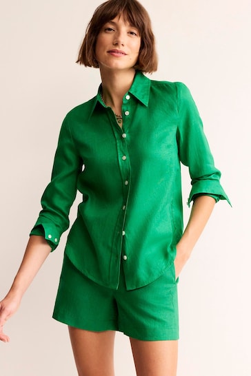 Boden Olive Green Sienna Linen Shirt
