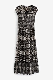Black/White Tie Front Short Sleeve Maxi Dress - Image 6 of 7