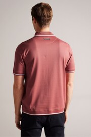 Ted Baker Pink Regular Erwen Short Sleeve Textured Polo Shirt - Image 2 of 6