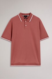 Ted Baker Pink Regular Erwen Short Sleeve Textured Polo Shirt - Image 5 of 6