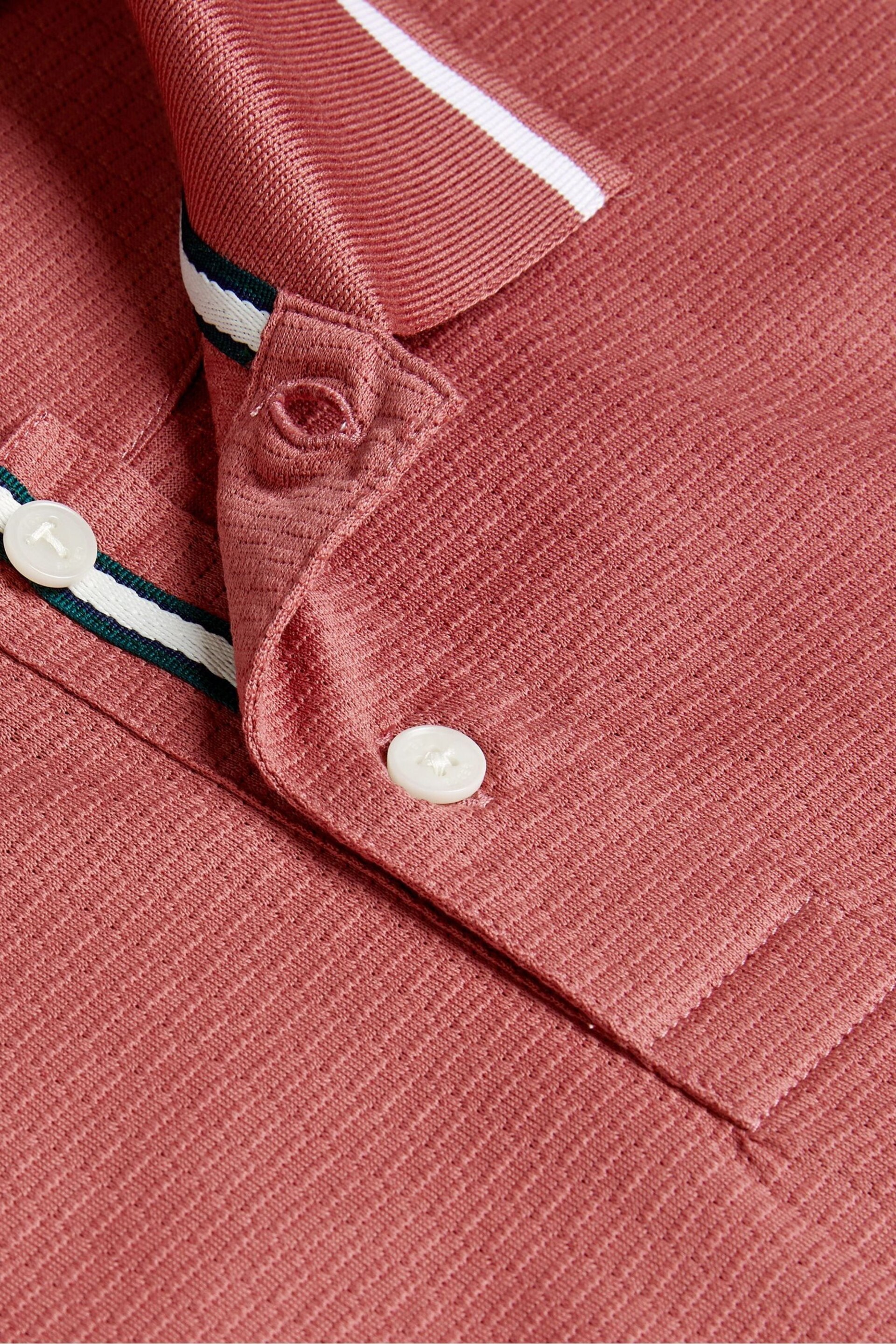 Ted Baker Pink Regular Erwen Short Sleeve Textured Polo Shirt - Image 7 of 7