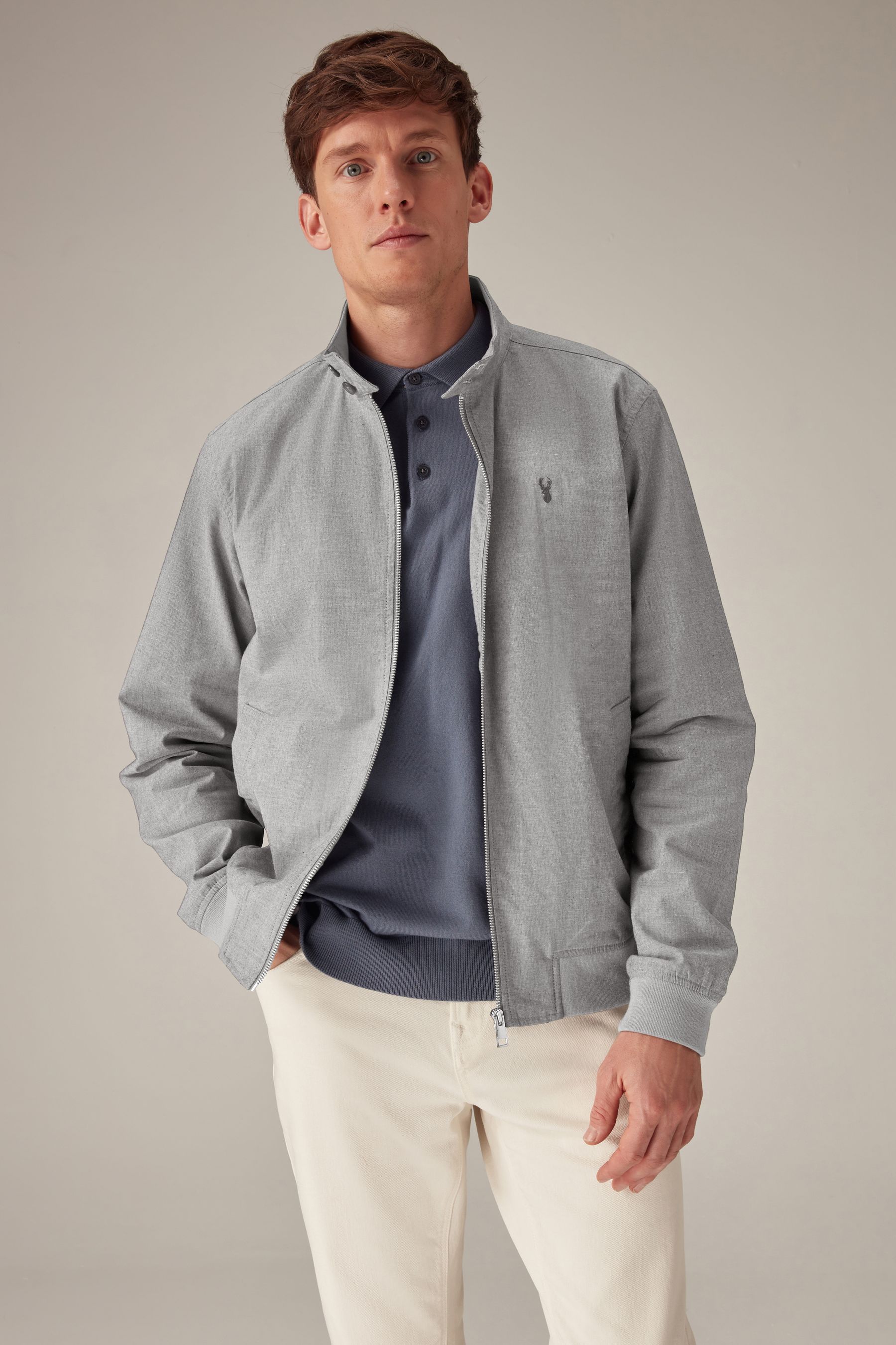 Buy Blue Shower Resistant Check Lining Harrington Jacket from Next Canada