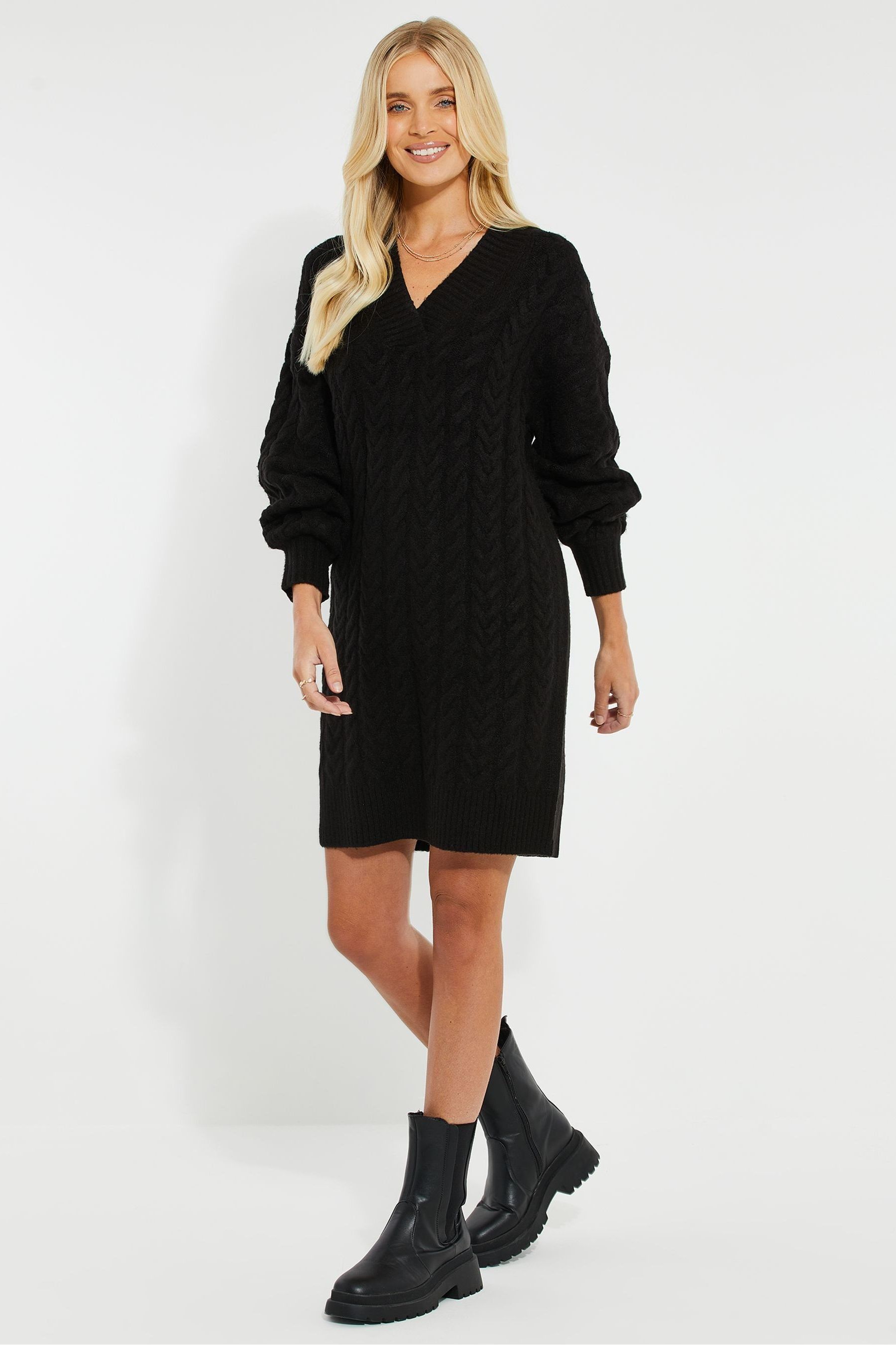 Black knit sales jumper dress