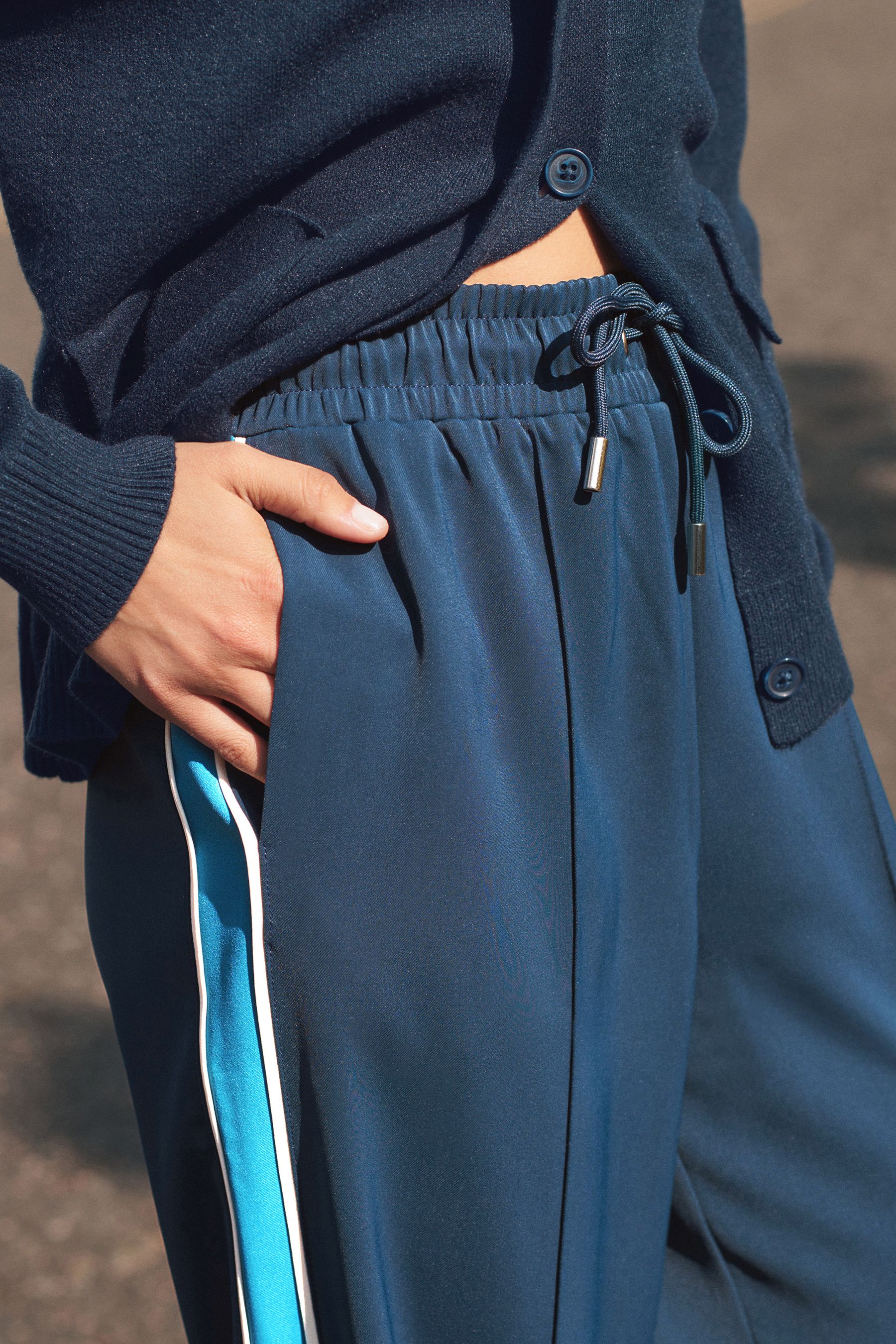 Buy Blue Side Stripe Wide Leg Trousers from the Next UK online shop