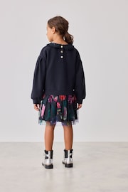 Baker by Ted Baker Navy Sequin Collar Ruffle Floral Sweat Dress - Image 2 of 8