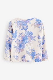 Blue Floral Cotton Rich Long Sleeve Rib T-Shirt (3mths-7yrs) - Image 4 of 5