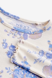 Blue Floral Cotton Rich Long Sleeve Rib T-Shirt (3mths-7yrs) - Image 5 of 5