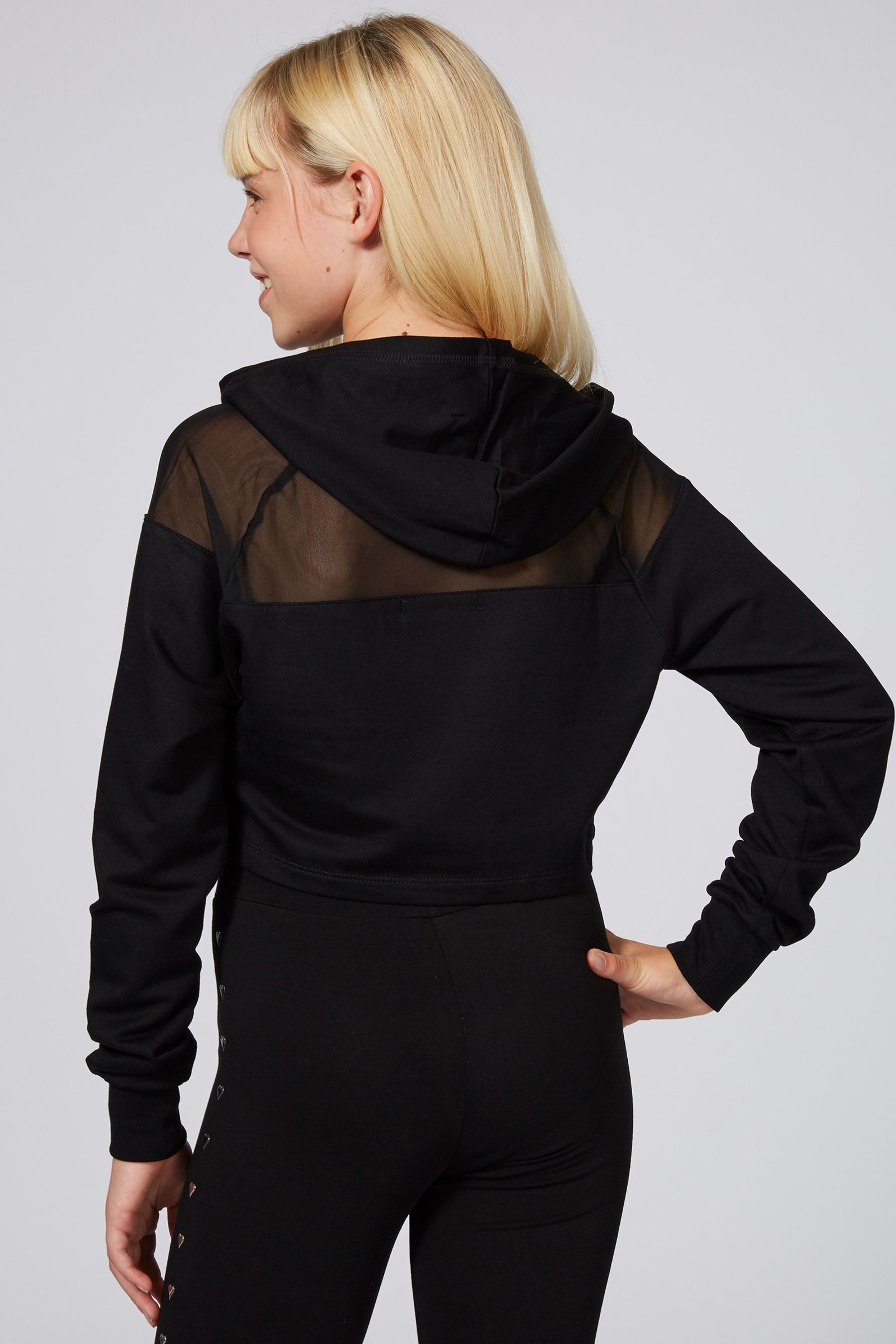 Buy Pineapple Black Mesh Panel Crop Hoodie from the Next UK online shop