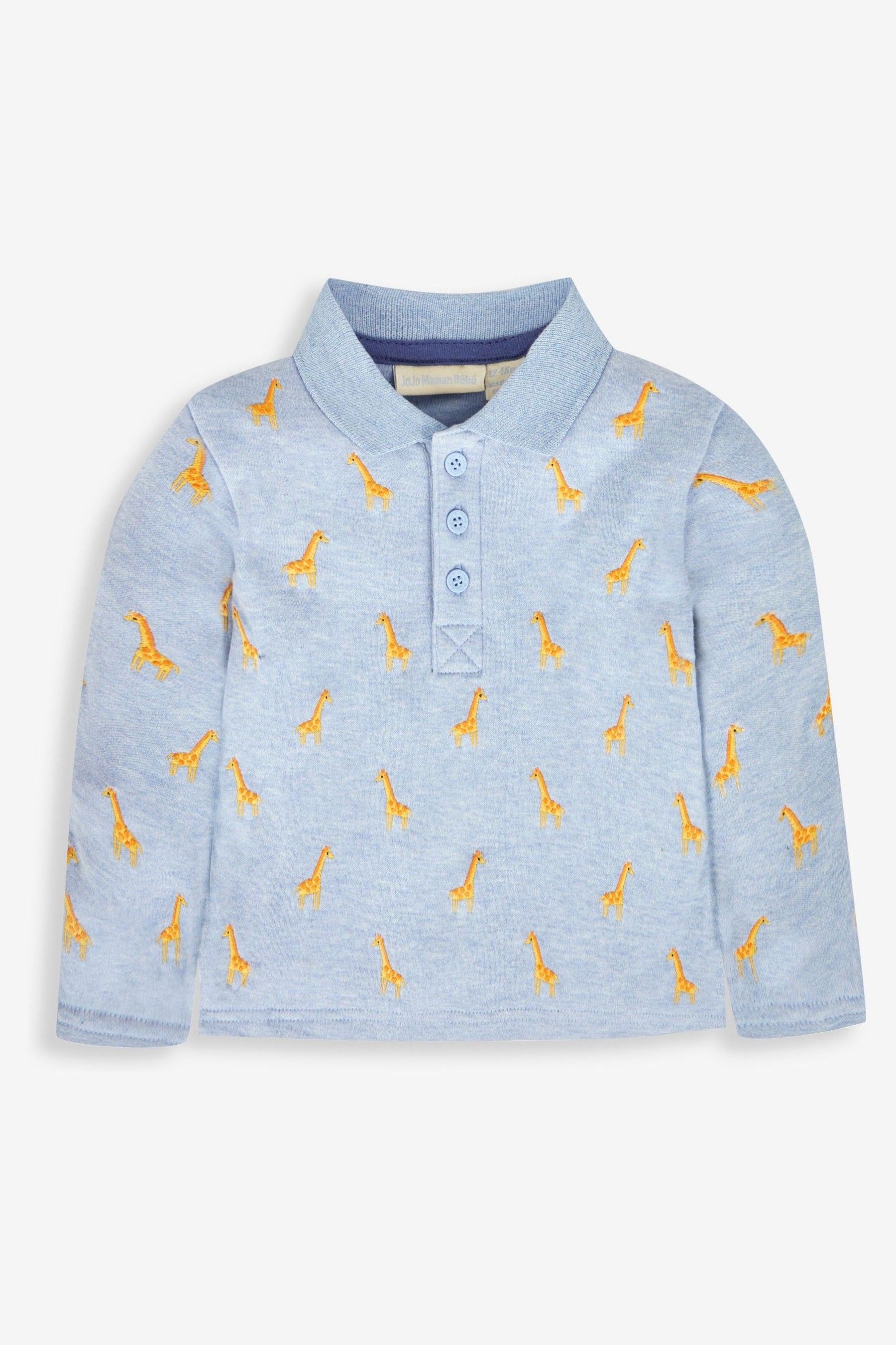 Buy JoJo Maman Bebe Blue Boys Giraffe Embroidered Polo Shirt from Next Luxembourg