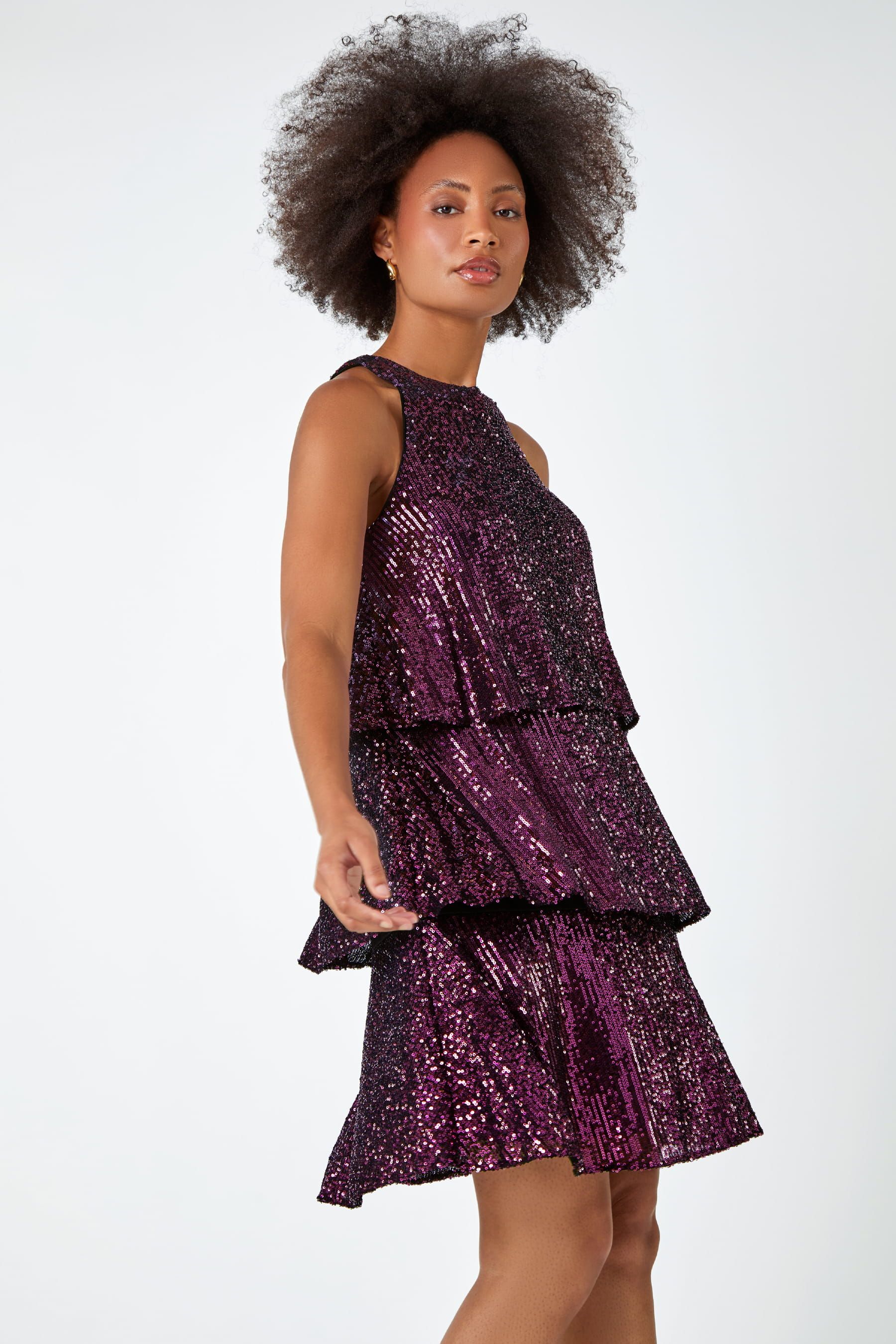 Purple embellished dress clearance
