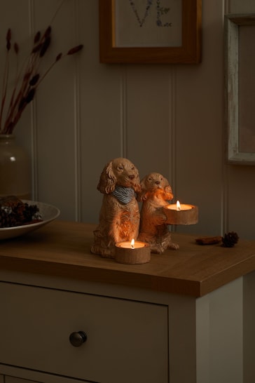 Set of 2 Natural Cooper the Spaniel and Friends Tealight Candle Holder