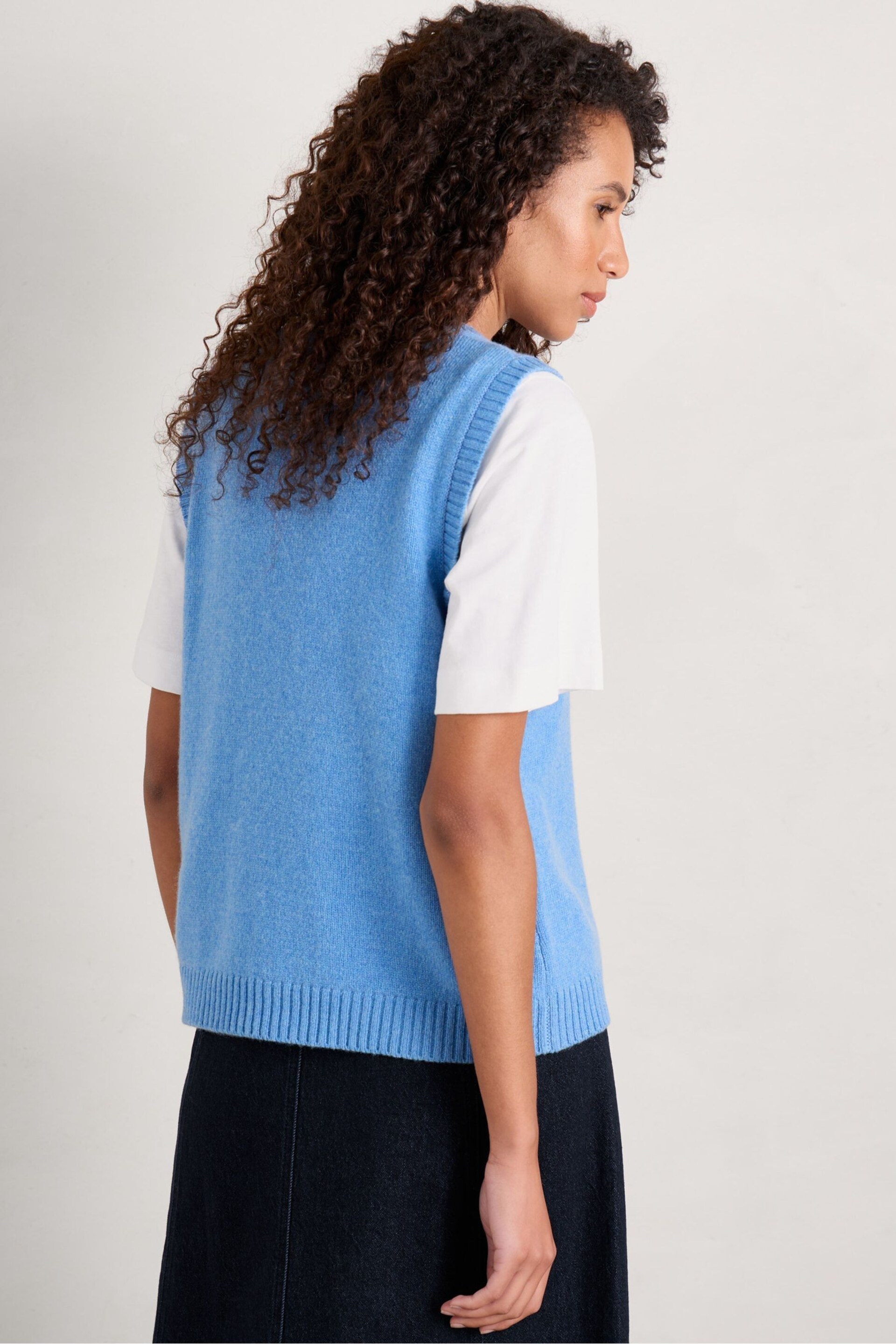 Seasalt Cornwall Blue East View Knitted Vest - Image 5 of 8