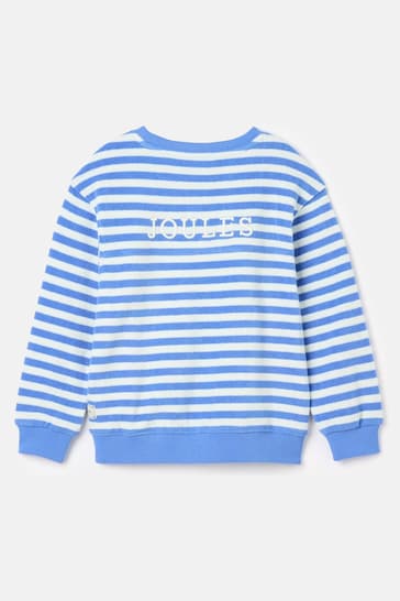 Joules Ahoy There Blue/White Crew Neck Towelling Sweatshirt