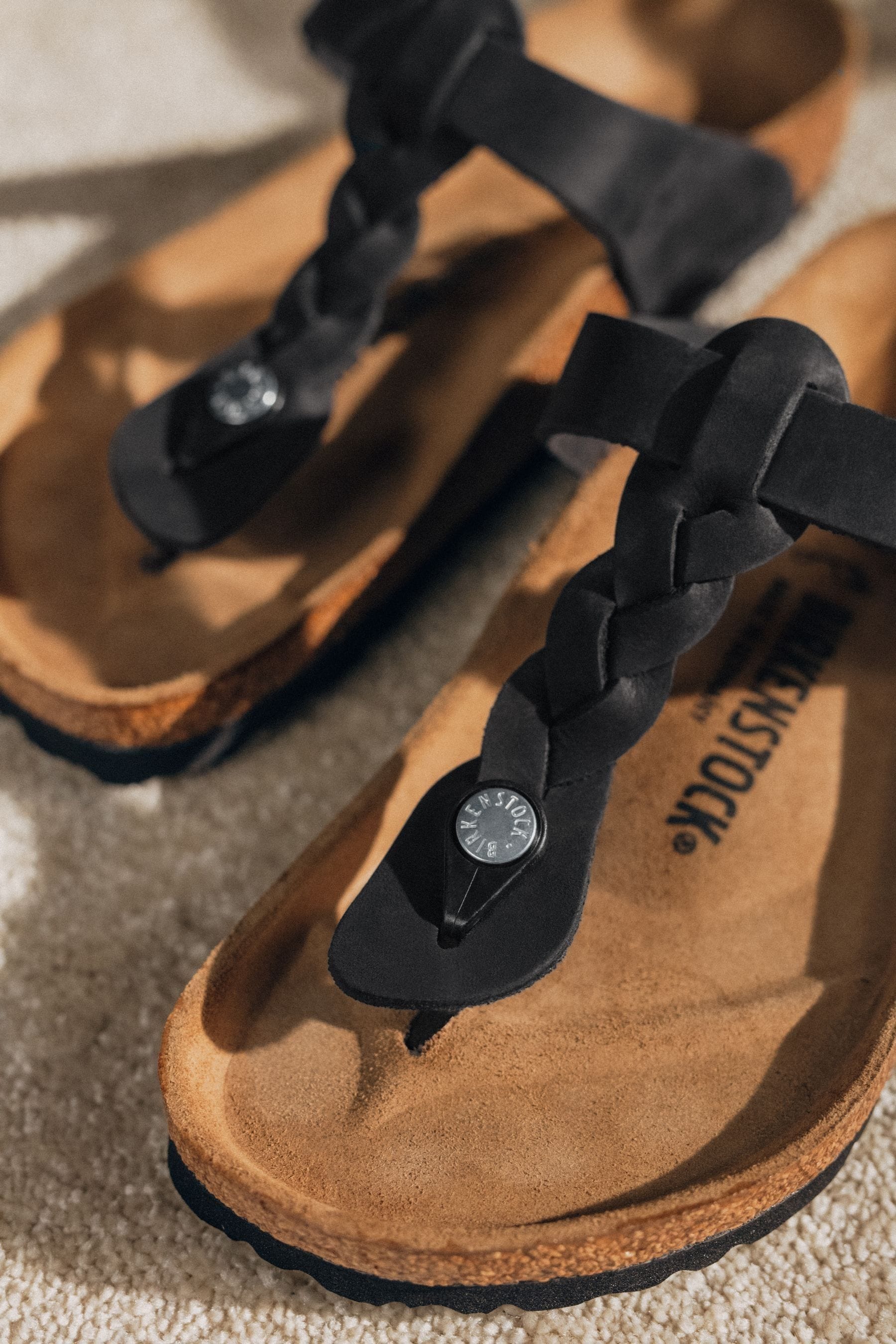Buy Birkenstock Black Gizeh Braided Oiled Leather Sandals from Next France