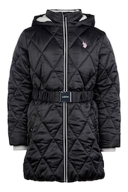 U.S. Polo Assn Belted Puffer Black Coat - Image 5 of 8