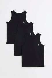 River Island Black 100% Cotton Vests 3 Pack - Image 1 of 3