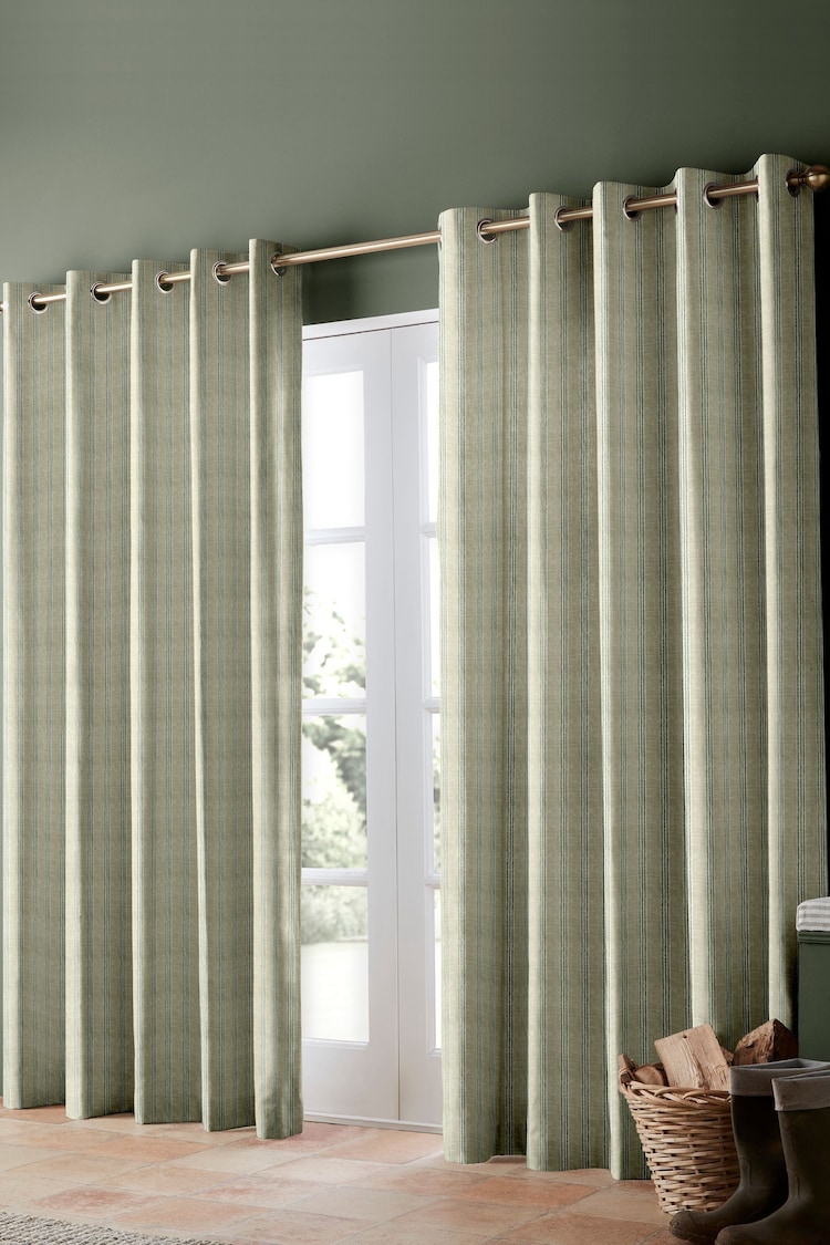 Emily Bond Sage Green George Stripe Made to Measure Curtains - Image 2 of 5