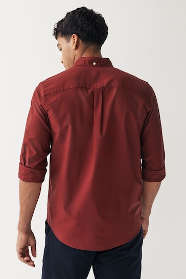 Burgundy Red Regular Fit Long Sleeve Oxford Shirt