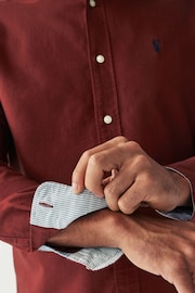 Burgundy Red Regular Fit Long Sleeve Oxford Shirt - Image 5 of 8