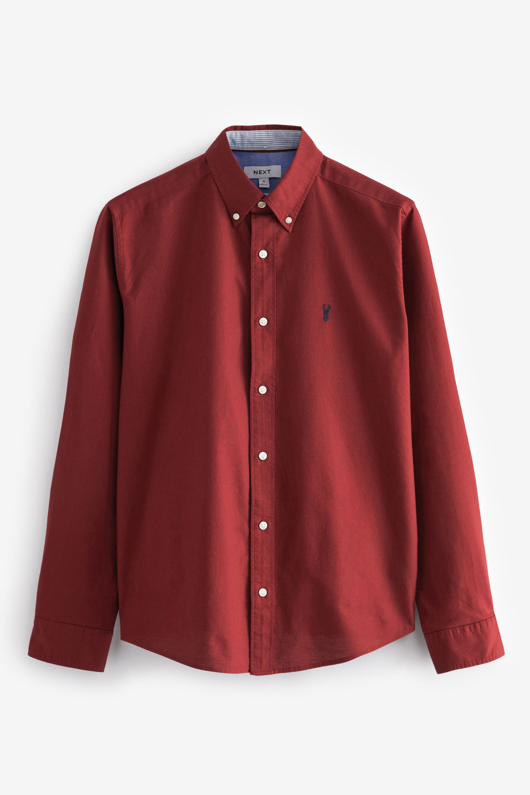 Dark Red Regular Fit Long Sleeve Oxford Shirt