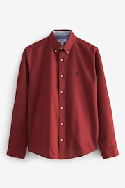 Burgundy Red Regular Fit Long Sleeve Oxford Shirt - Image 6 of 8