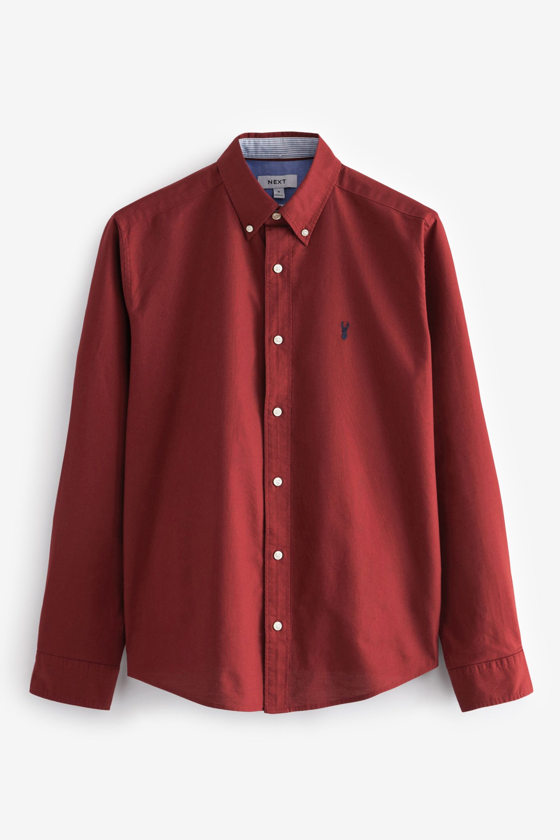 Burgundy Red Regular Fit Long Sleeve Oxford Shirt - Image 6 of 8