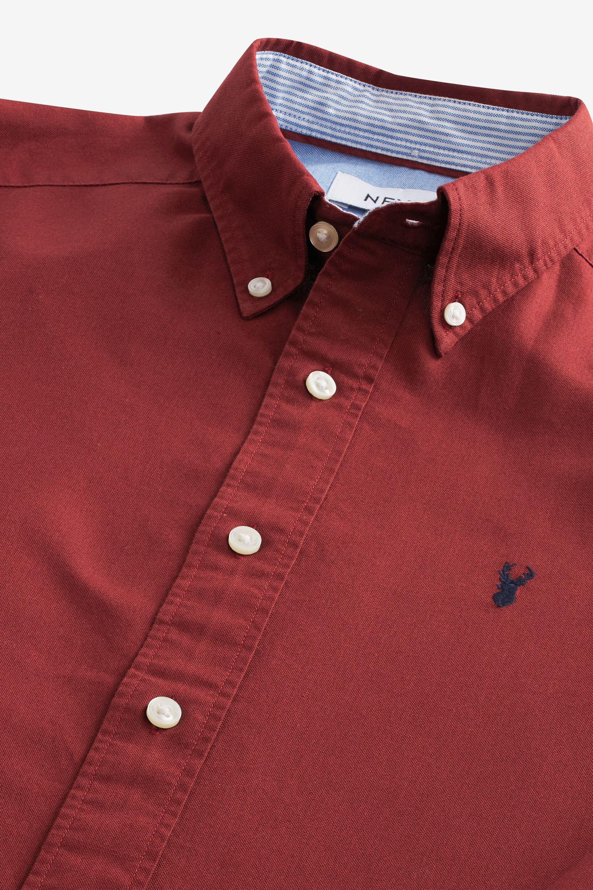 Burgundy Red Regular Fit Long Sleeve Oxford Shirt - Image 7 of 8