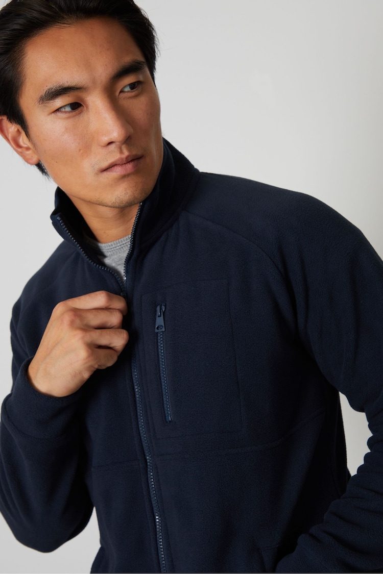 Threadbare Navy Zip Up Microfleece Jacket - Image 4 of 4