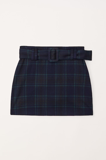 Abercrombie & Fitch Green Striped Belted Mini Short Skirt