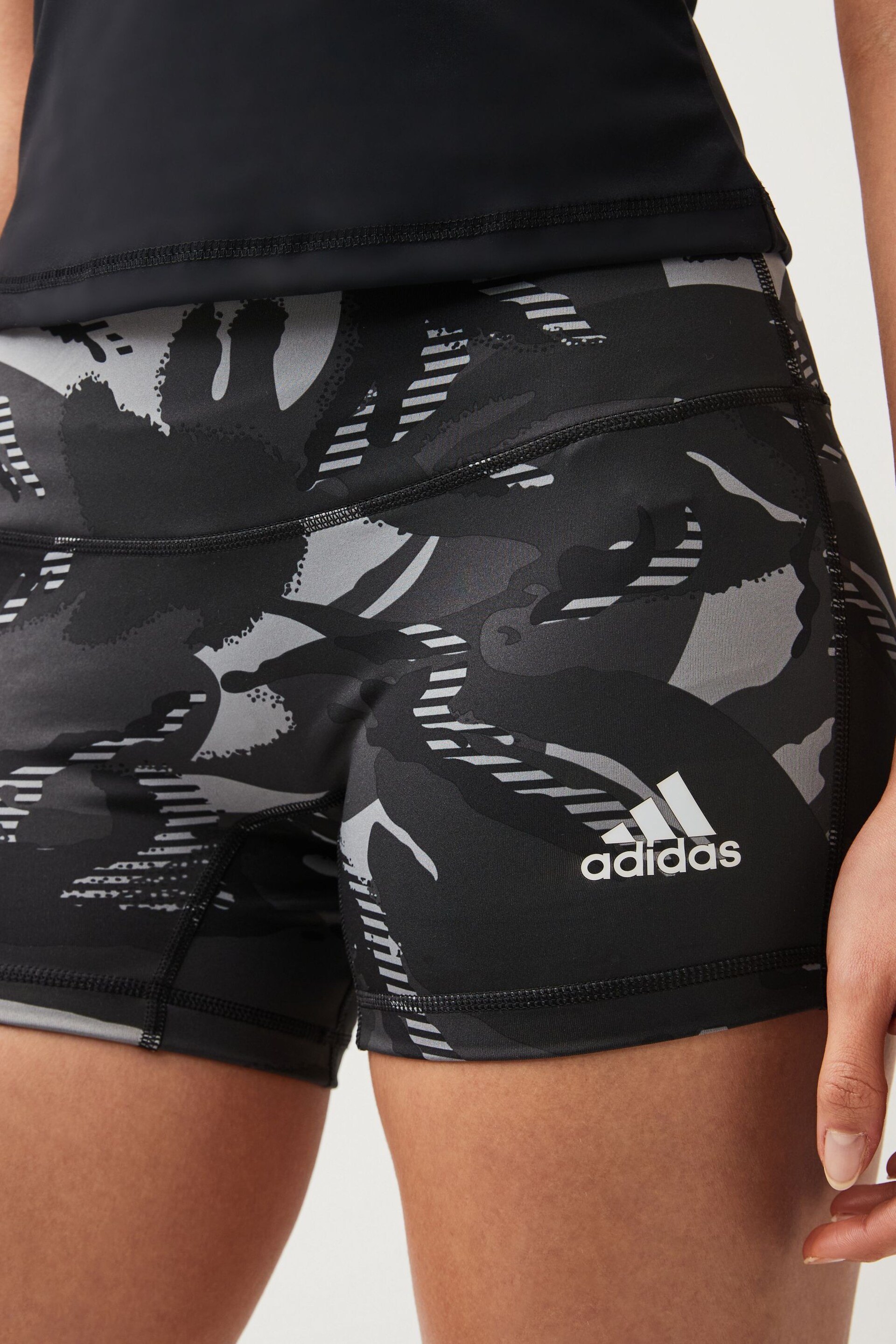 adidas Grey 4 Inch Camo Short Tights - Image 3 of 6