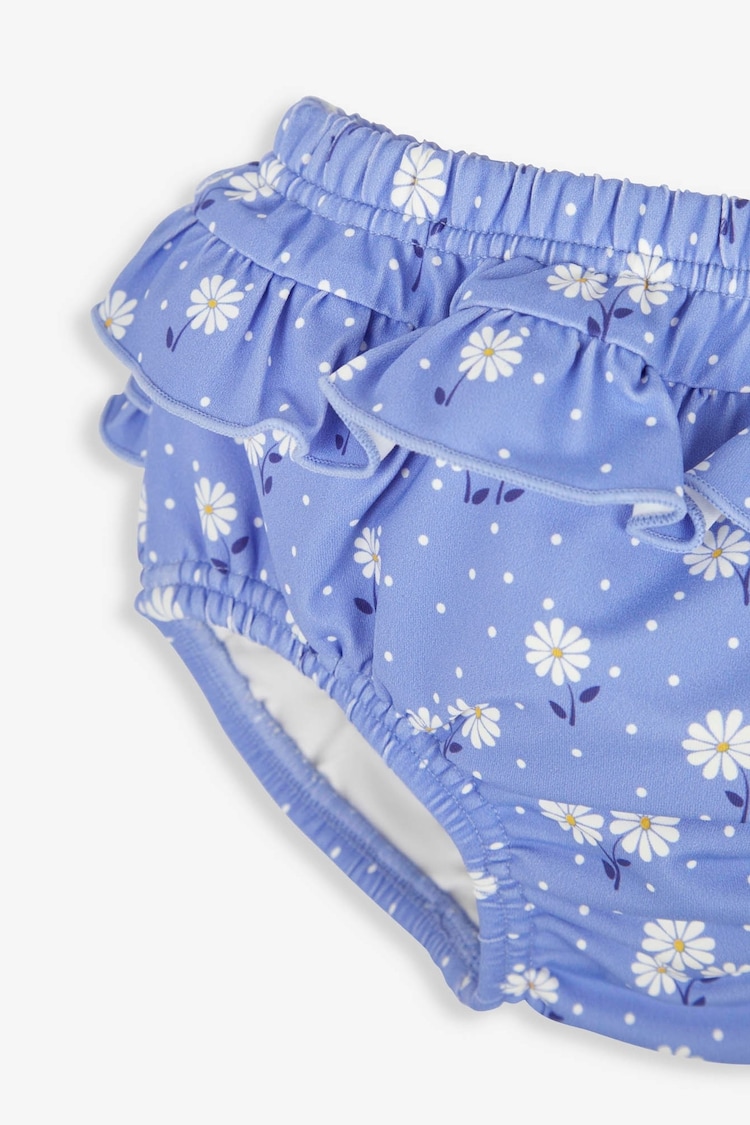 JoJo Maman Bébé Blue Daisy Frilly Swim Nappy - Image 2 of 2