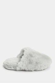 Yours Curve Grey Wide Fit Fluffy Mules Slippers - Image 2 of 5