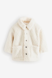 Ecru White Check Borg Fleece Shacket (3mths-7yrs) - Image 5 of 10