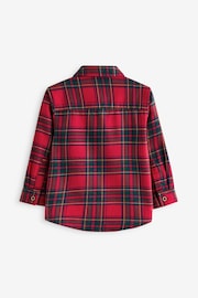 Red Tartan Plain Long Sleeve Check 100% Cotton Shirt (3mths-7yrs) - Image 2 of 3