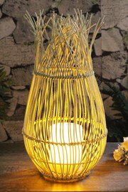 Callow Natural Rattan Effect Outdoor Solar Lantern with LED Candle - Image 1 of 4