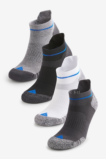 White/Black/Grey 4 Pack Active Cushioned Sports Trainers Socks 4 Pack