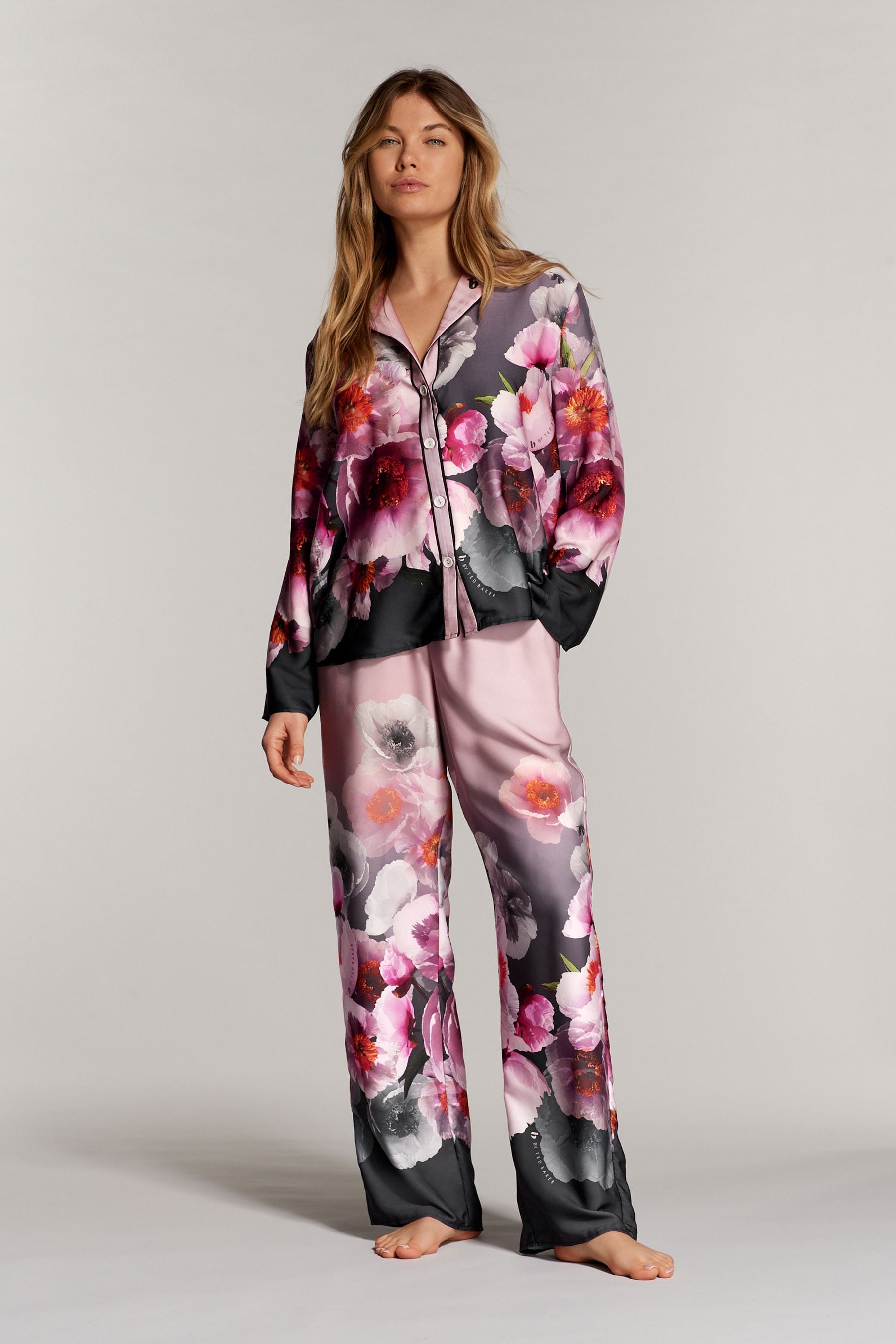 Buy B By Ted Baker Floral Satin Button Through Pyjamas from Next Canada
