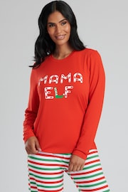 Loungeable Red Mama Elf Long Sleeve and Long Pant Pyajamas Set - Image 3 of 5