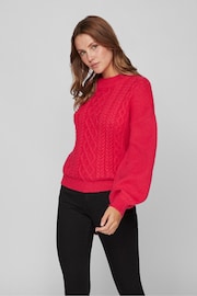 VILA Pink Round Neck Cosy Cable Knit Jumper - Image 1 of 5