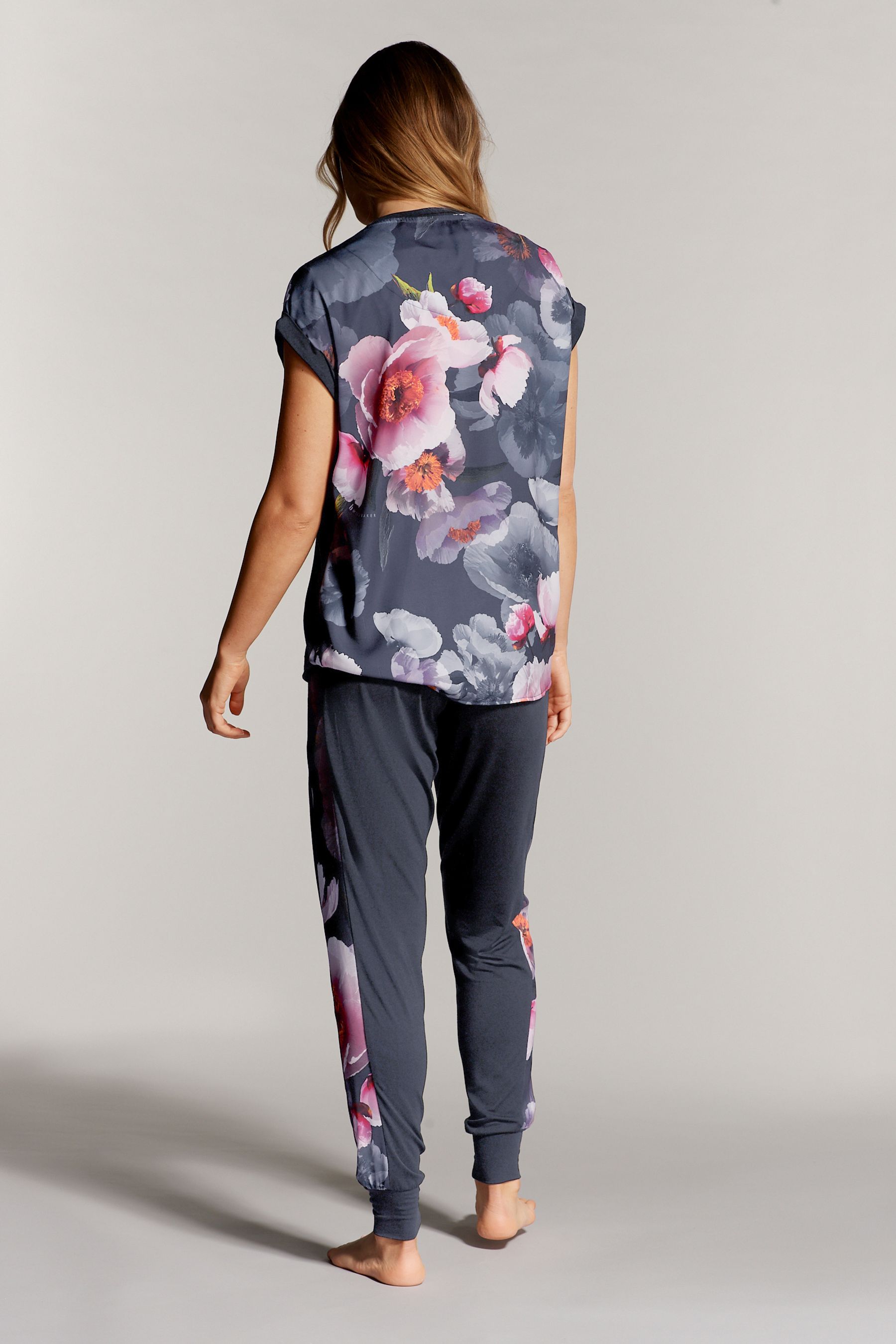 Buy B By Ted Baker Charcoal Grey Floral Satin Back Viscose Pyjamas Set from Next Canada