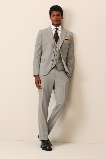 Cement Grey Skinny Motionflex Stretch Suit Trousers
