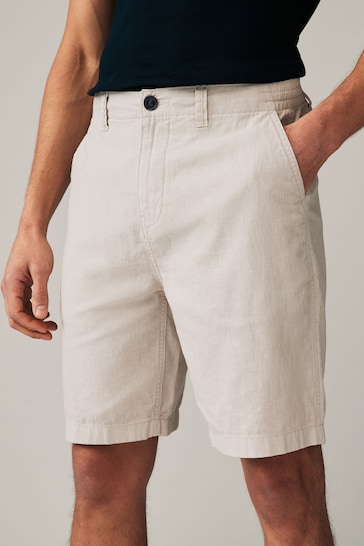 Grey Linen Blend Chino Shorts