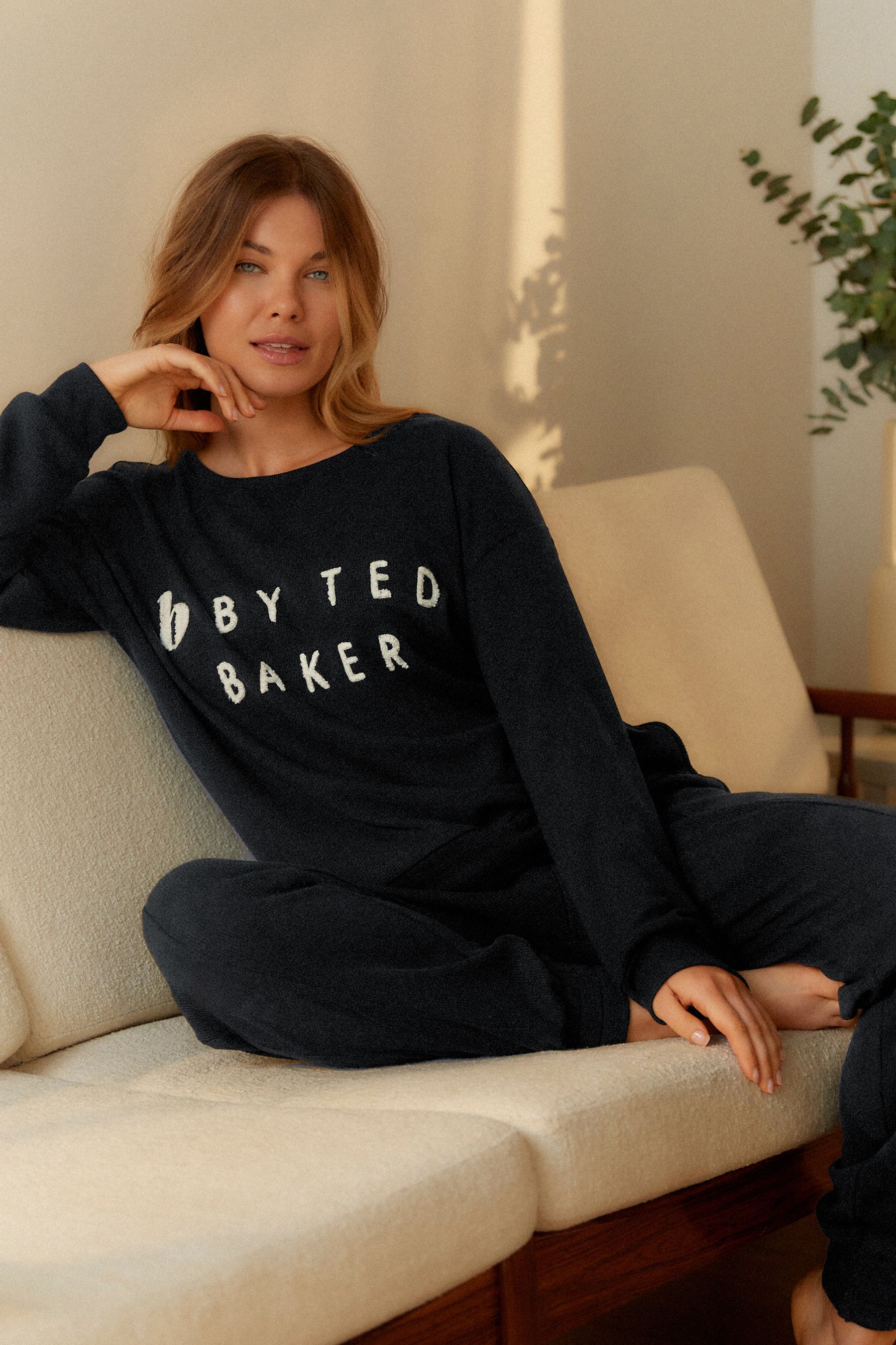 Buy B By Ted Baker Waffle Crew Jumper Jogger Pyjamas Set from the Next UK online shop