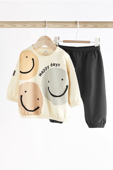 Monochrome Face Baby Top and Leggings 2 Piece Set
